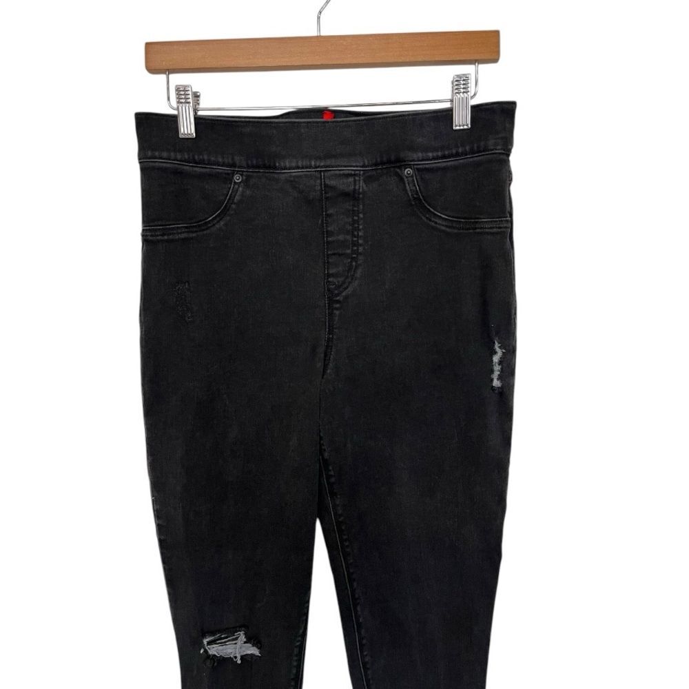 SPANX | Black Skinny Jeans Legging Pull On Stretchy Raw Hem L - Picture 3 of 9
